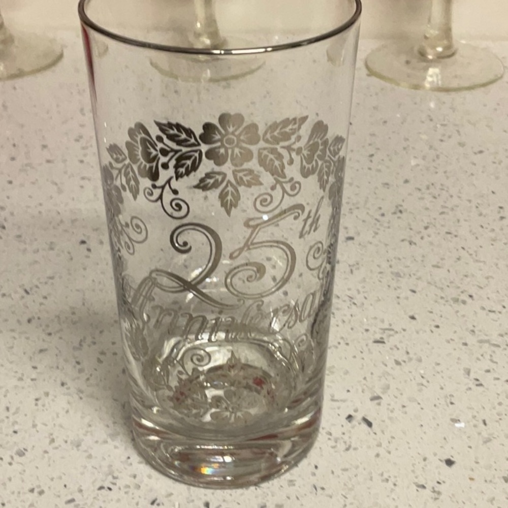 Vintage 25th ANNIVERSARY Glasses - Set of 8